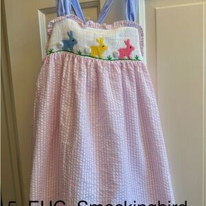 Smocked Easter Dress with embroidered bunnies, size 5
